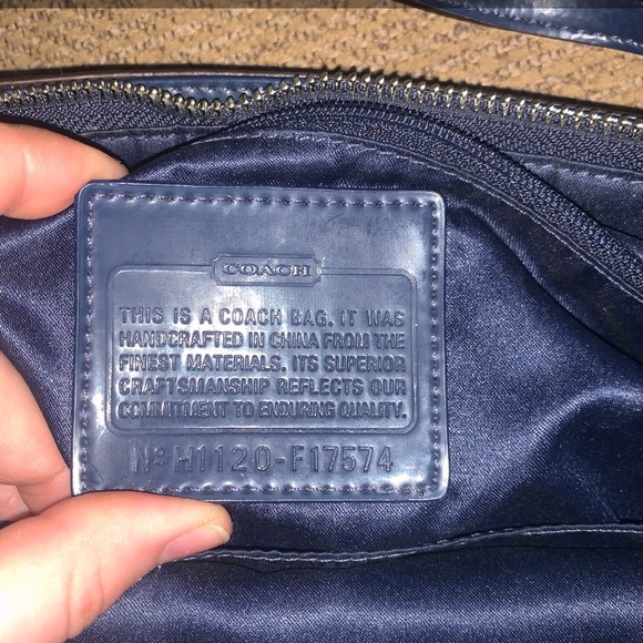 Coach blue signature sequin stripped band Hand Bag - Picture 3 of 7